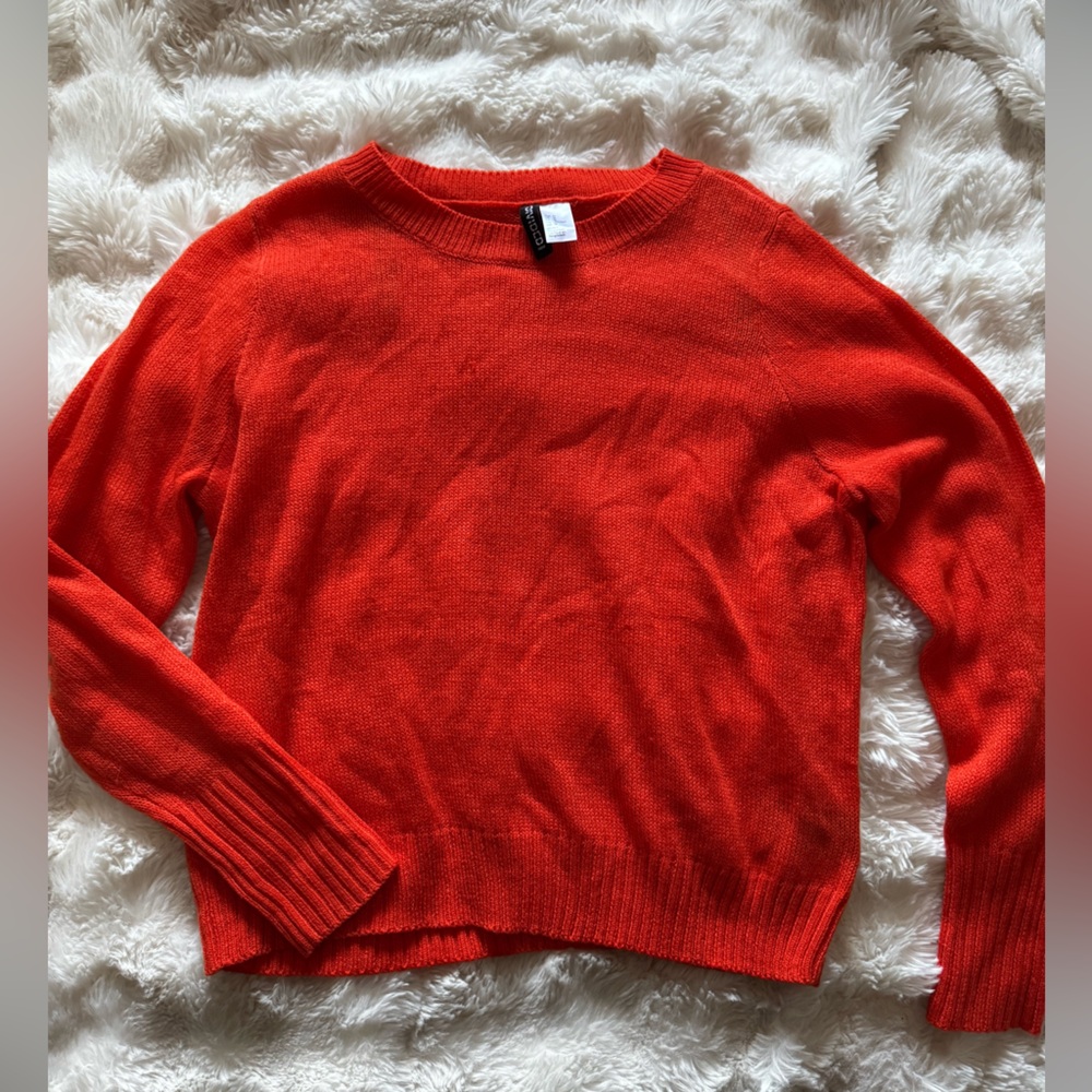 H&M Orange Crew Neck Sweater Soft Knit